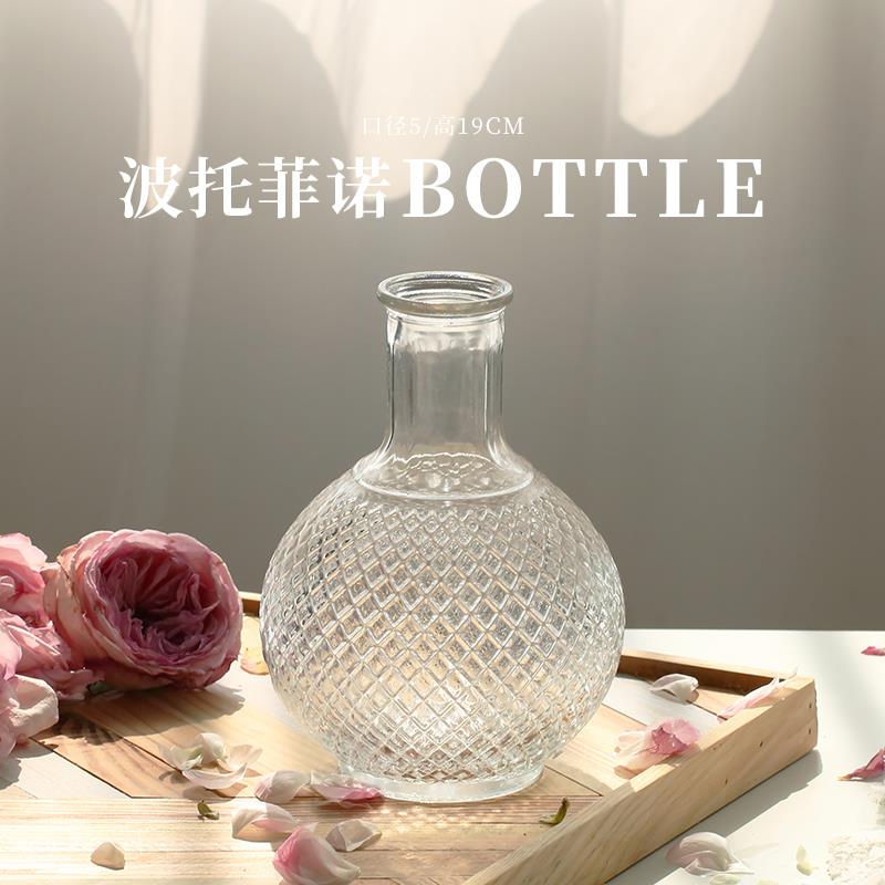 Maceta de estilo nórdico para decoración del hogar, Mini florero de vidrio, decoración transparente para sala de estar, romántico francés: M