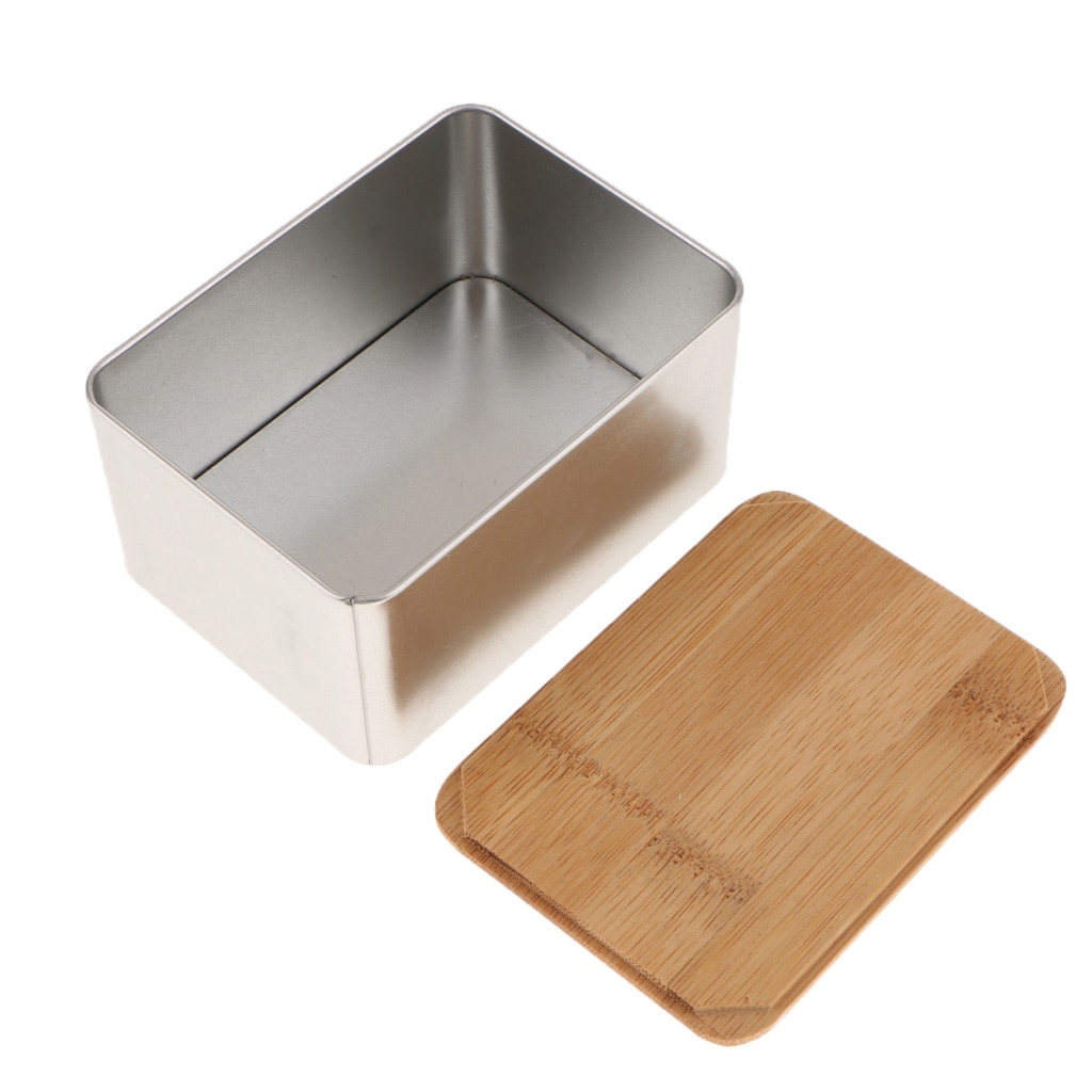 Kitchen Metal Storage Box With Bamboo Lid Bins Bread Sugar Boxes Tea Herb Storage Holder Food Containers Organizer
