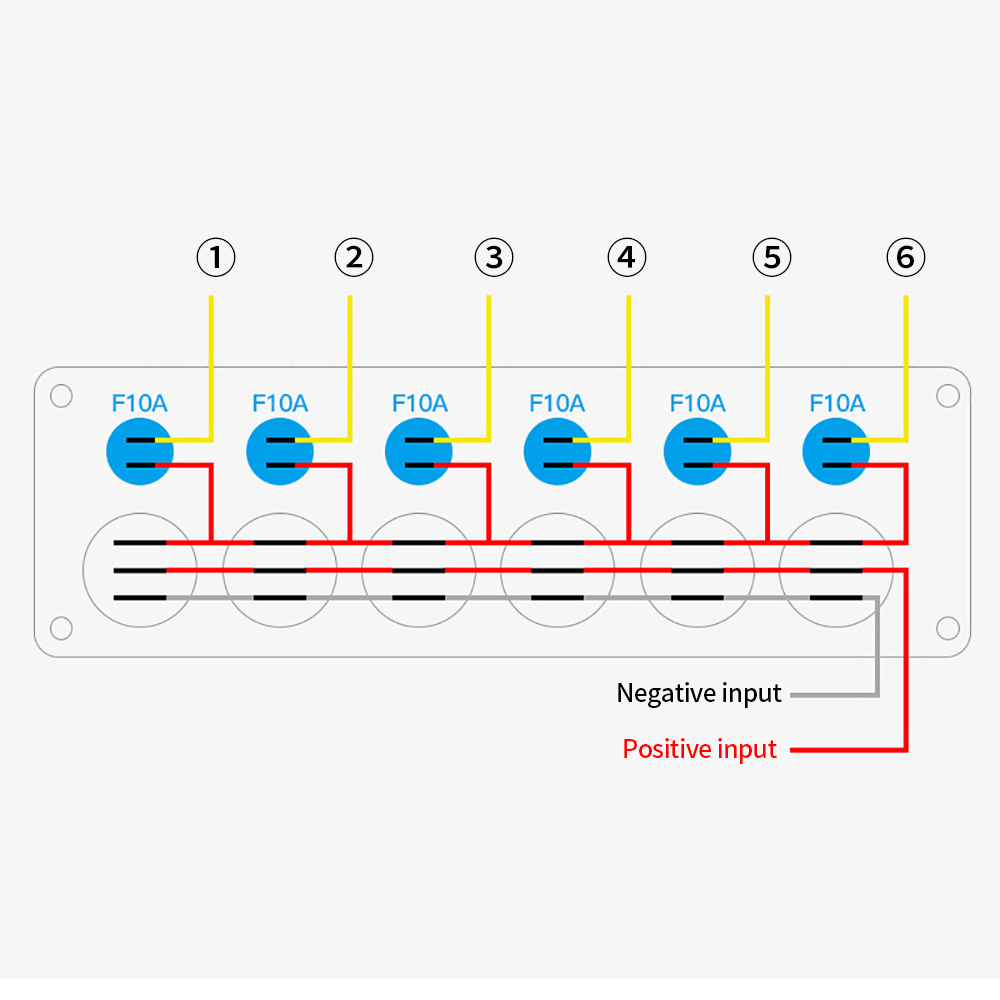 Painel de Controle Switch para Carro, Motorhomes, RV, Barco, Camping, Mult Port, On, Off Button, Toggle Switch, 6 Portas, 12V
