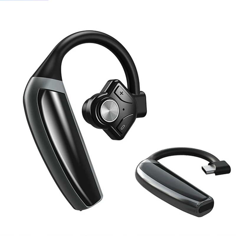 Qs1 fone de ouvido sem fio bluetooth 5.0, fone de ouvido com duas baterias e gancho para bluetooth, mãos livres, 270mah com microfone bateria reserva: Black Two battery