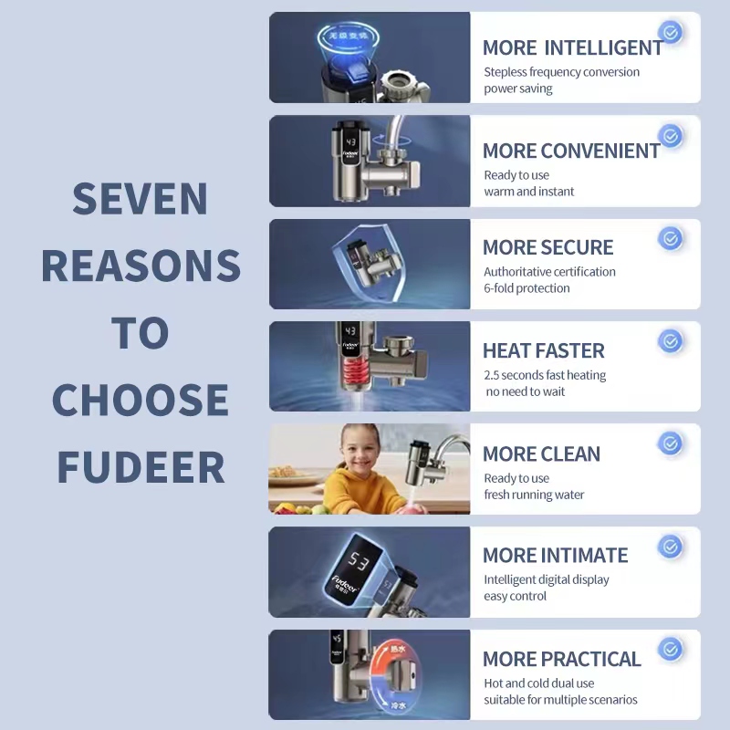 Fudeer Electric Water Heater Kitchen Faucet Conector Instant Water Tap Adapter 220V Water Heater Bathroom Accessories