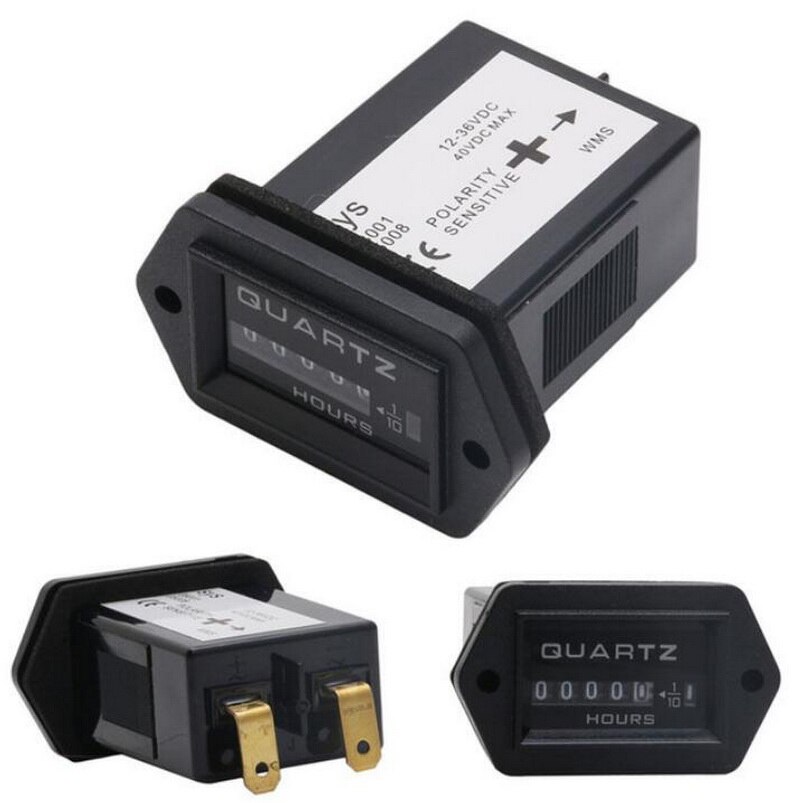 DC 12V - 36V 6 Digits Industrial Truck Tractor Boat Hour Meter Counter Rectangular Hourmeter Timer Instrument 0-99999.9