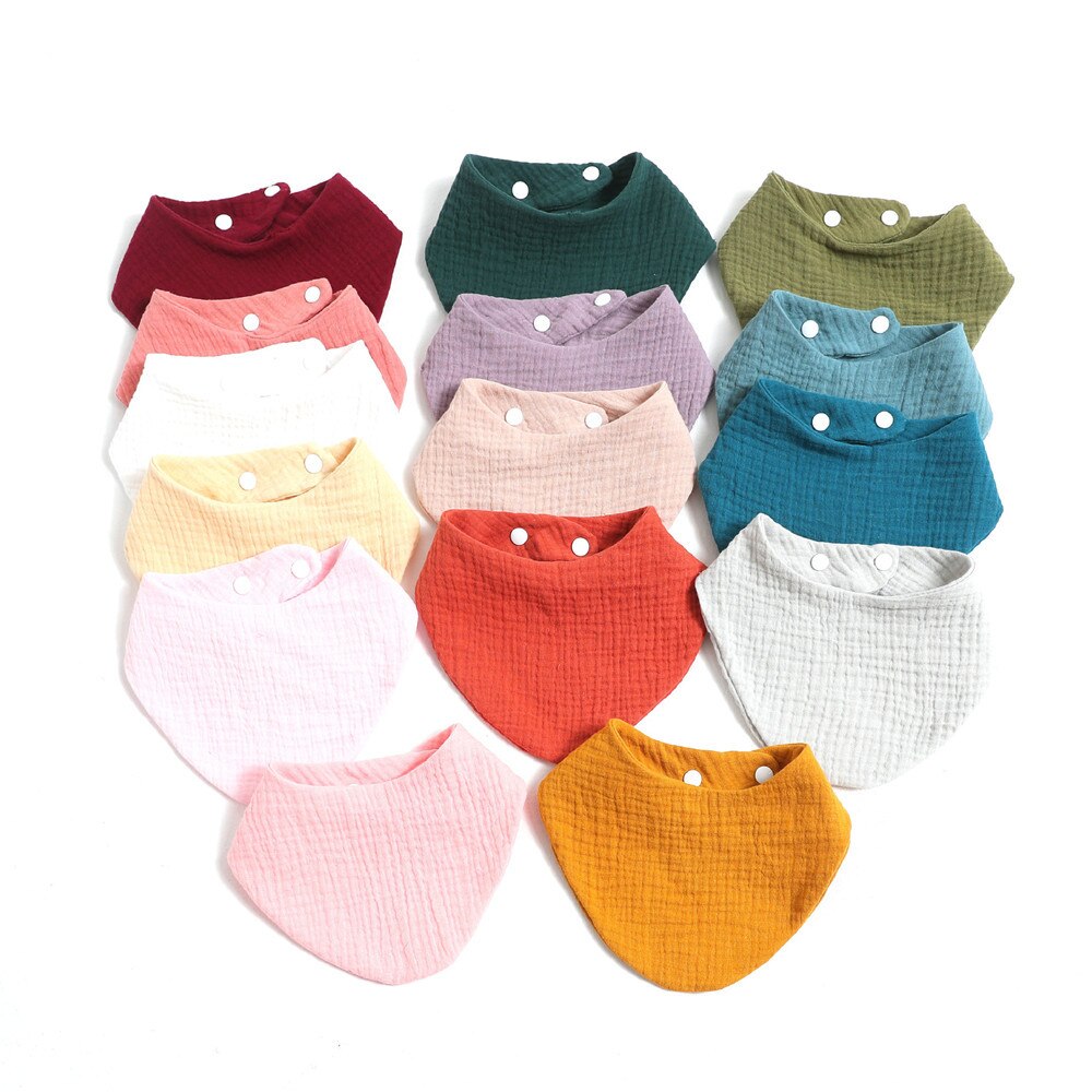 3Pcs/Lot 100% Cotton Muslin Bibs 2 Layer Burp Cloth Super Soft &amp; Absorbent for Infants &amp; Toddlers Adjustable Bibs with Snaps