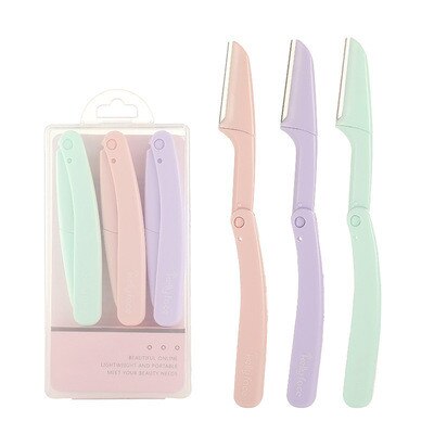 3 Stks/set Vouwen Wenkbrauw Trimmer Wenkbrauw Schaar Voor Beginners Veiligheid Schrapen Wenkbrauw Scheermes Schoonheid Dermaplaning Gereedschap: 3pcs as shown