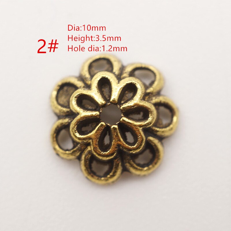 30 Uds de aleación de Zinc de cuenta tibetana tapas Fit de 6-10mm perlas de espaciador de estilo de Bali, perlas para joyería haciendo encontrar accesorios HK146: Style 2  Gold 10mm