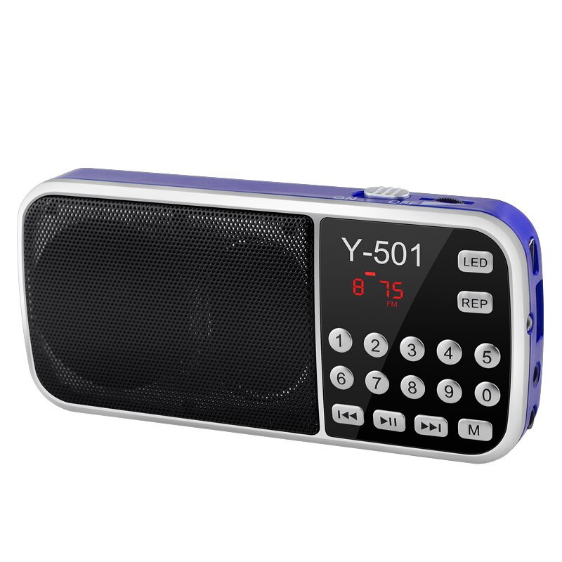 Radio portátil de alta potencia MP3 reproductor Digital reproductor de Audio con linterna LED Radio portátil equipo de Audio y vídeo: Blue