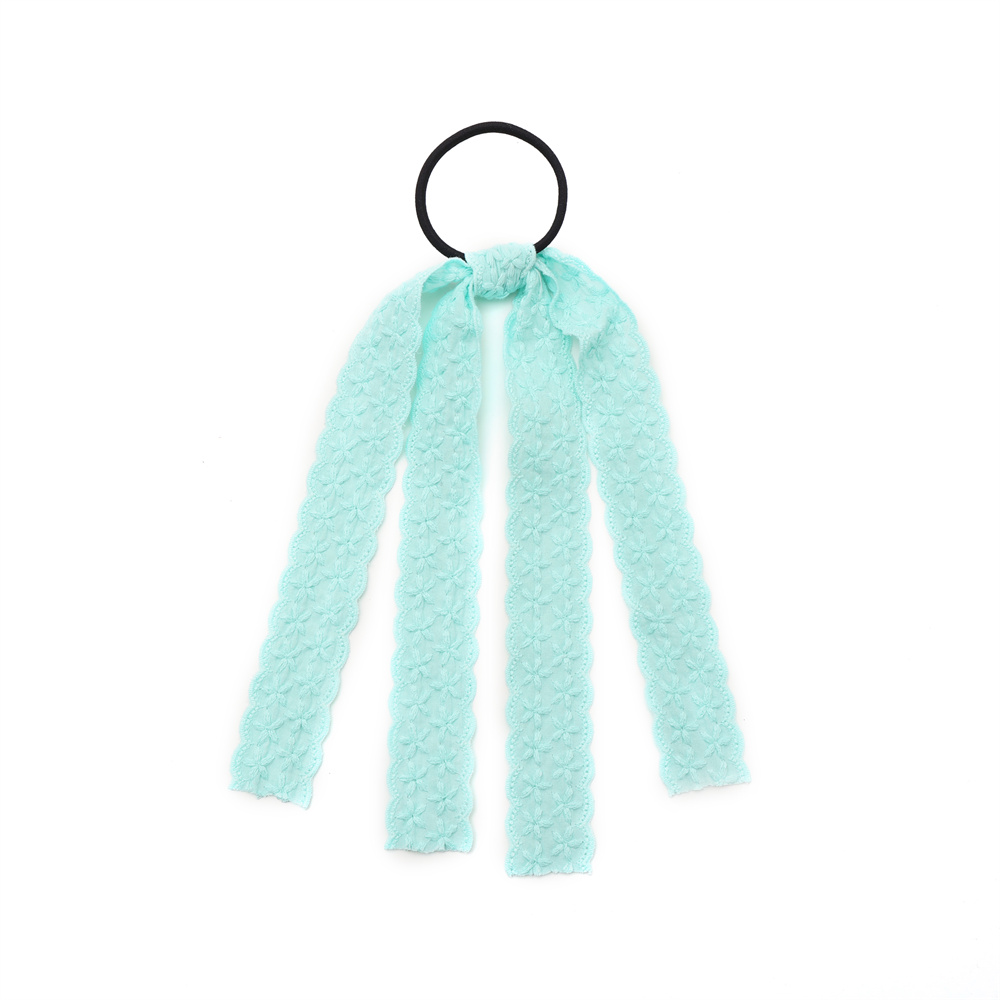 Cotton Eyelet Ribbon Hair Accessories Dressy headband bow clip For Girl: Blue