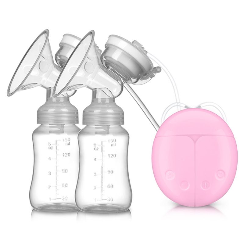 Bomba de mama elétrica dupla poderosa automática leiteira com mamilo mamilo sucção extractor leite usb segurança confortável: Rosa