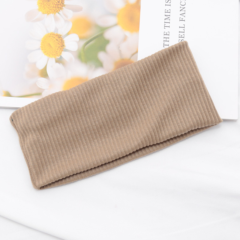 Diadema ancha Lisa para mujer, banda elástica para el pelo, Aro para maquillaje, Yoga, Vintag, envoltura para la cabeza, peinados, accesorios para el cabello de: Caqui