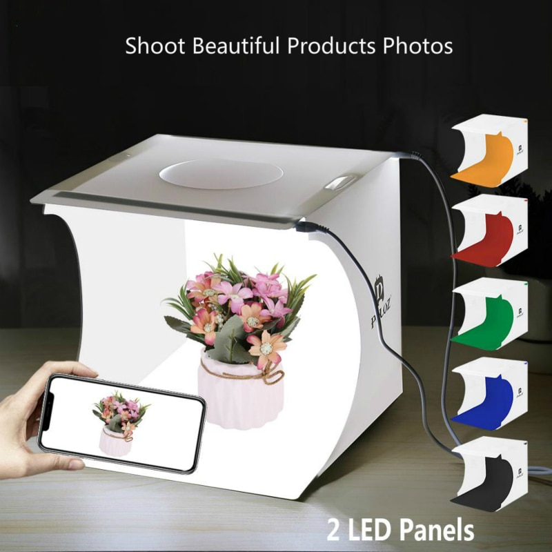 20cm 2 LED Mini Leuchtkasten Produkt Schießen Licht Kasten Einfach Verwendet Foto Studio Softbox Fotografie Kasten Licht Zelt Foto hintergrund Bausatz