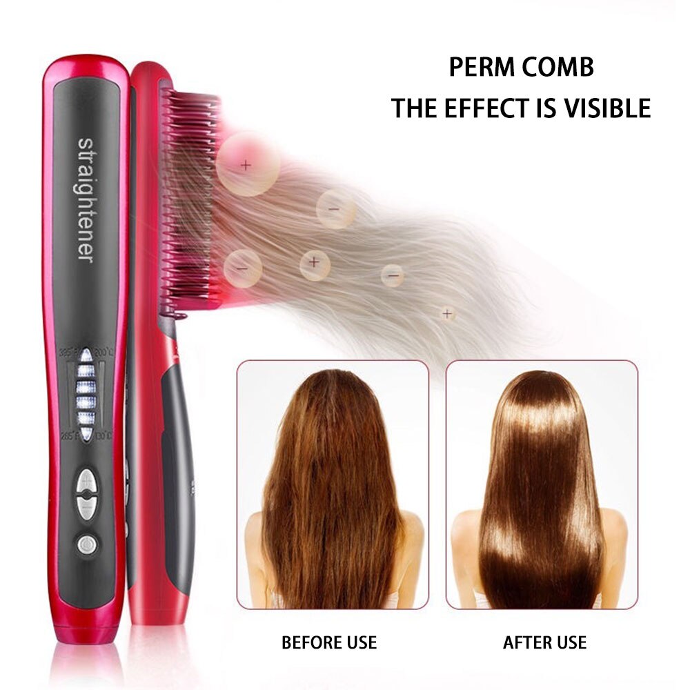 Comb Straightener Hair Crimper Hair Iron Ceramic Flat Iron Thermostatic Beard Straightener Brush Tourmaline Ceramic