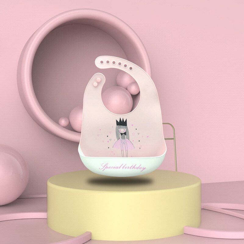 Baby Bib Cartoon Dier Siliconen Slabbetjes Speeksel Handdoek Peuter Jongens Meisjes Verstelbare Schorten Kinderen Burp Kleding: girl