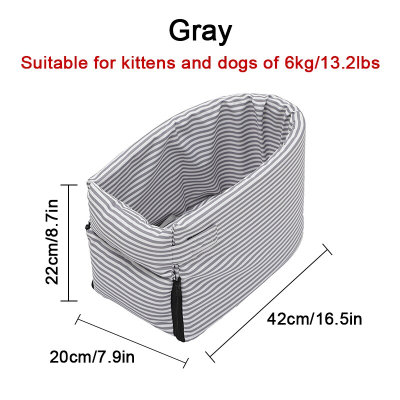 Asiento de coche portátil para perros y gatos pequeños, caja de seguridad con reposabrazos, Control Central, antideslizante: Gray