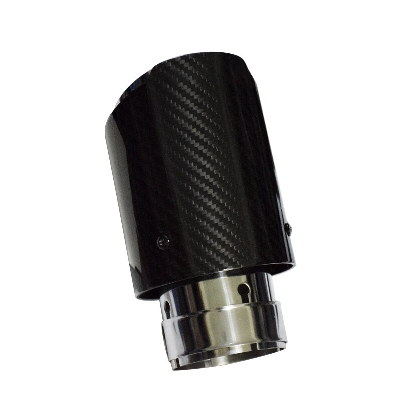 Tubo de escape Universal de fibra de carbono brillante, silenciador de modificación de estilo automático, puntas de borde recto, 60mm-89mm