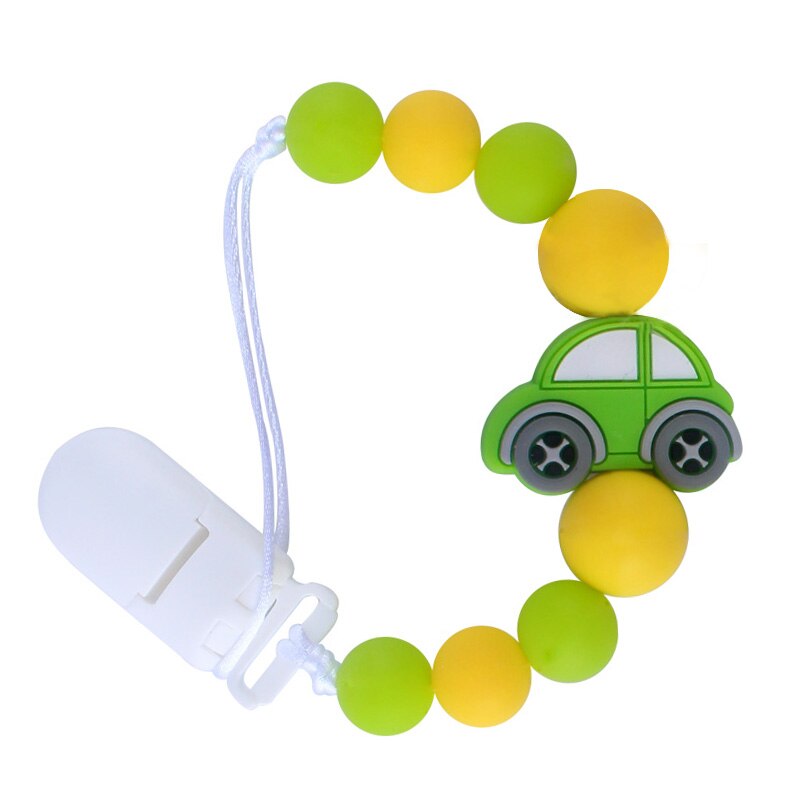 Baby Molars Silicone Beads Pacifier Clip Chain Silicone Car Teether Anti-lost Chain Baby Teether: Grass green