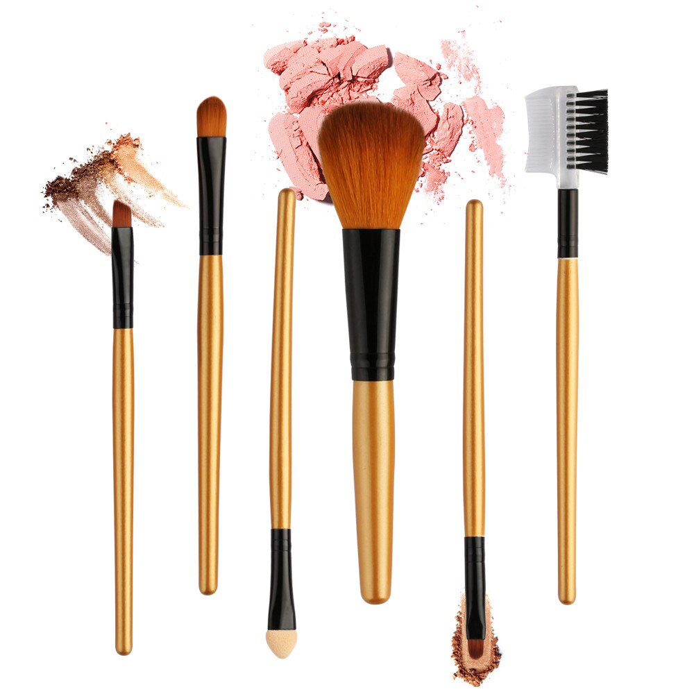 S'AGAPO 6 uds champán de sombra de ojos maquillaje cepillos delineador de ojos cejas Fundación Blush corrector maquillaje cepillo herramientas