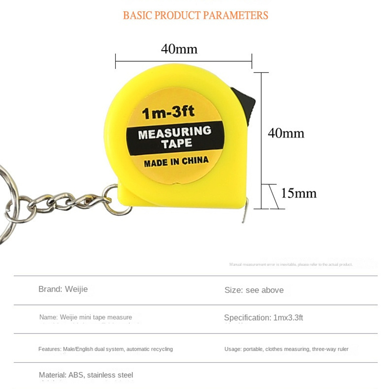 Mini Power Meetlint Sleutelhanger Universele Pull Liniaal Metrisch Meetlint Intrekbaar 1m Meetlint Meter Inch Kleermaker Gereedschap