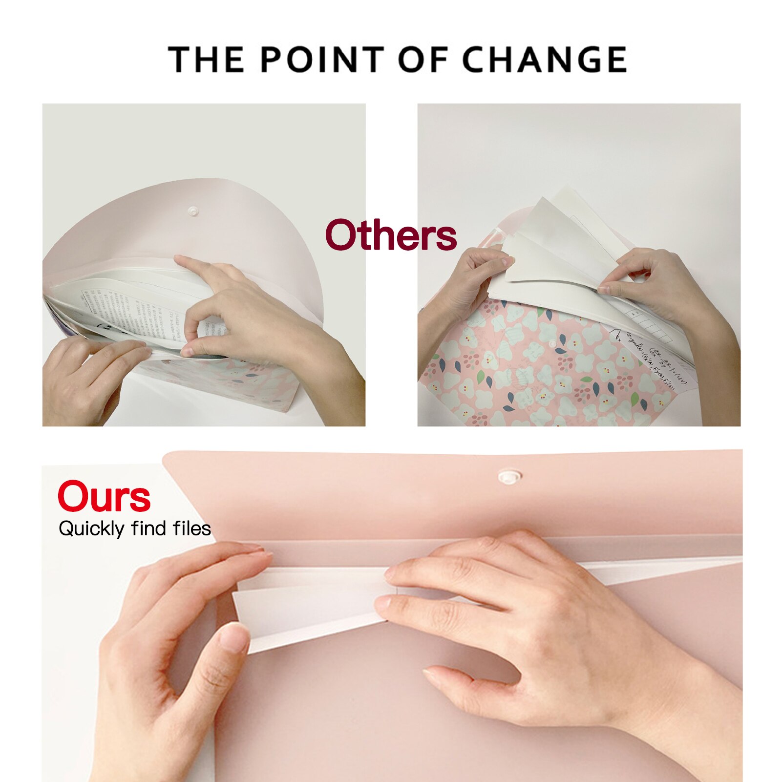 Expanding File Folder 1Pocket Plastic Envelope File Organizer with Smap Button Closure Portable A4 Size Desktop Document Storage