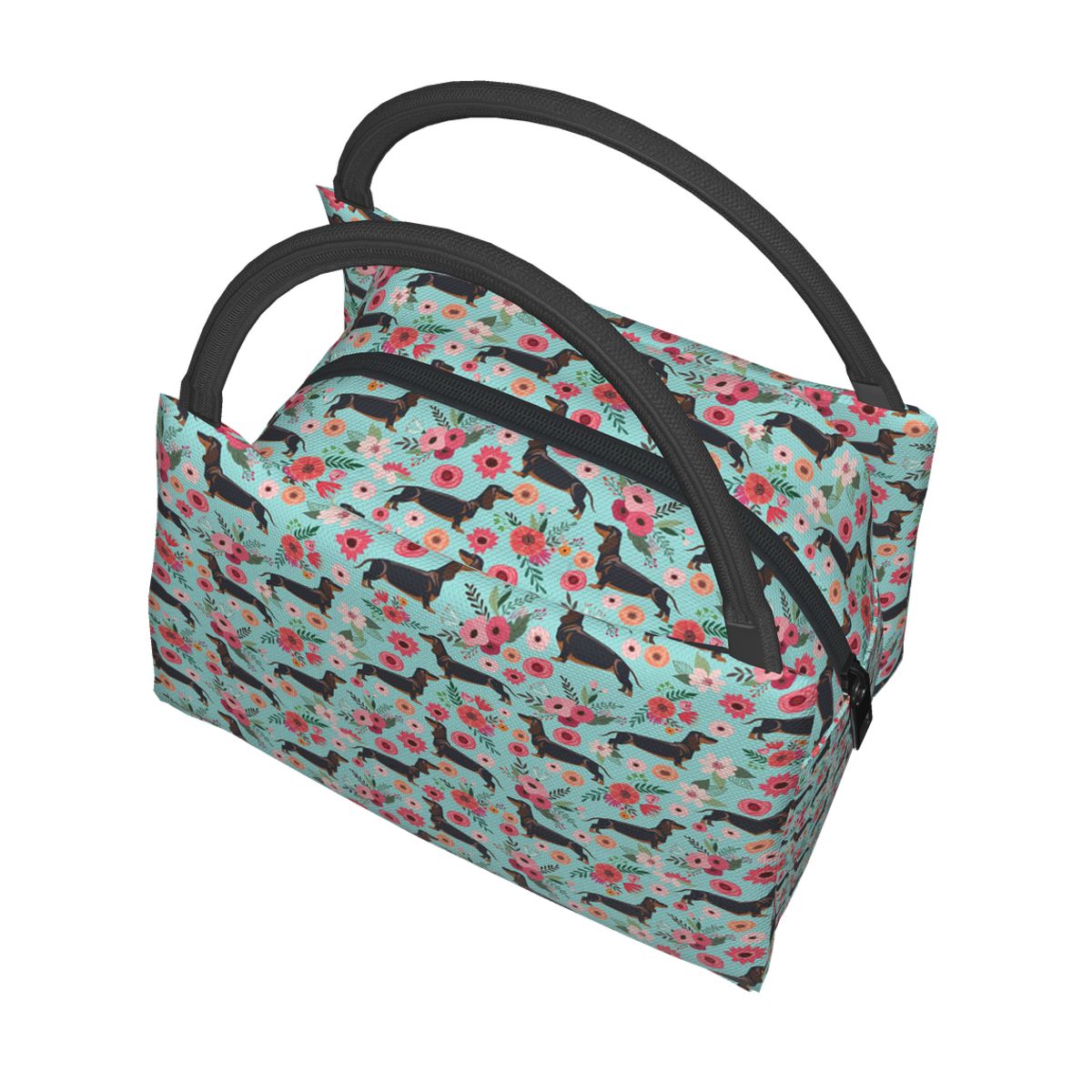 Cartoon Teckel Print Lunch Tassen Voor Vrouwen Portable Insulated Warm Koeler Handtassen Thermische Voedsel Picknick Bag Kids Mannen Lunchbox