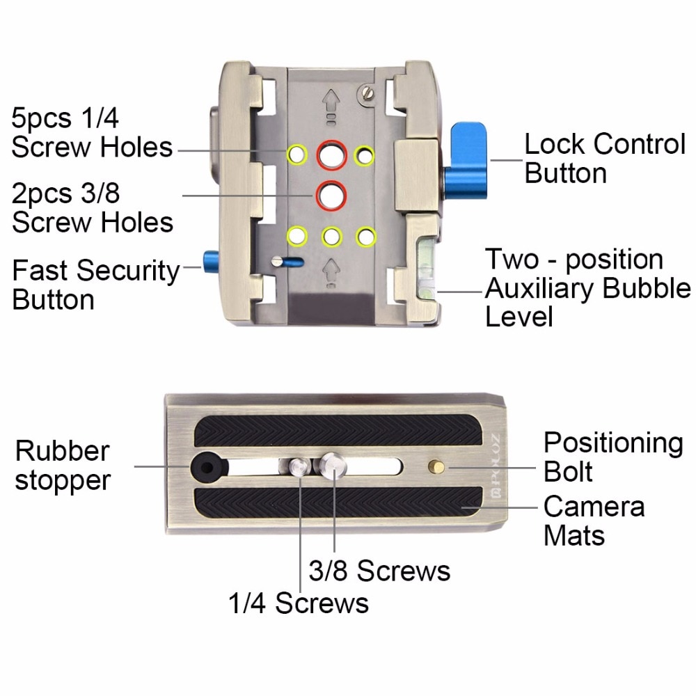 PULUZ Quick Release Clamp Adapter + Quick Release Platte Für DSLR SLR Kameras