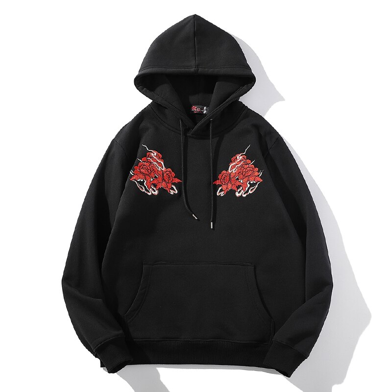 Japanese-style Yokosuka embroidery Chinese style dragon pattern drawing knife beauty winter plus velvet hoodie men's clothing