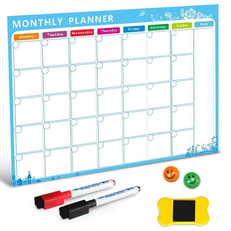 Magnetic Whiteboard Dry Erase Board Magnets Fridge Refrigerator To-Do List Monthly Daily Planner Organizer for Kitchen