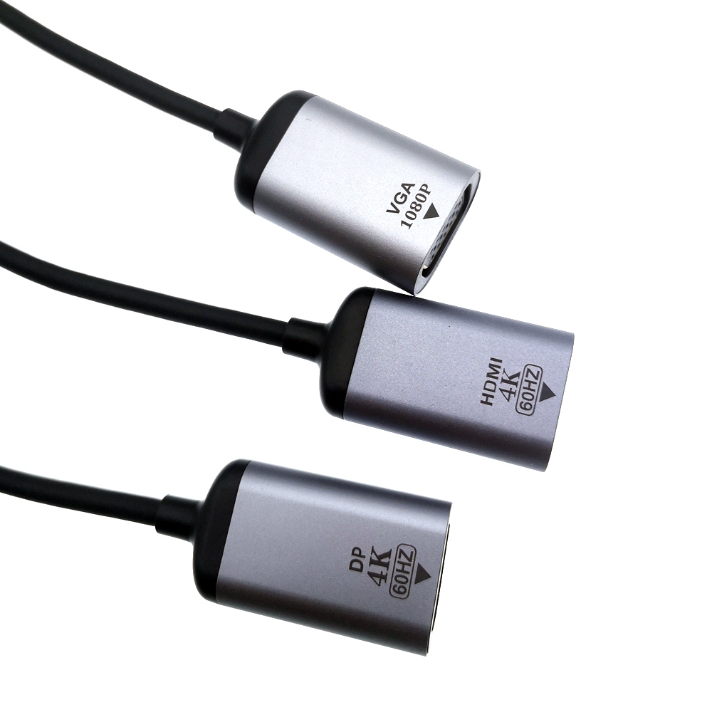 TYPE-C Naar Hdmi/Vga/Dp/Gb/Mdp-Verbindingsadapter 4K @ 60Hz Geschikt Voor Iaptop Projectiescherm High-Definition Conversiekop