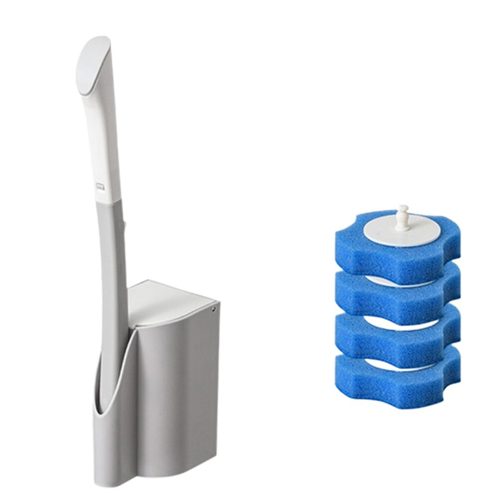 Escobilla limpieza inodoro desechable para baño, mango largo sin ángulo muerto, cepillo de limpieza del hogar, artefacto de limpieza desechable: white