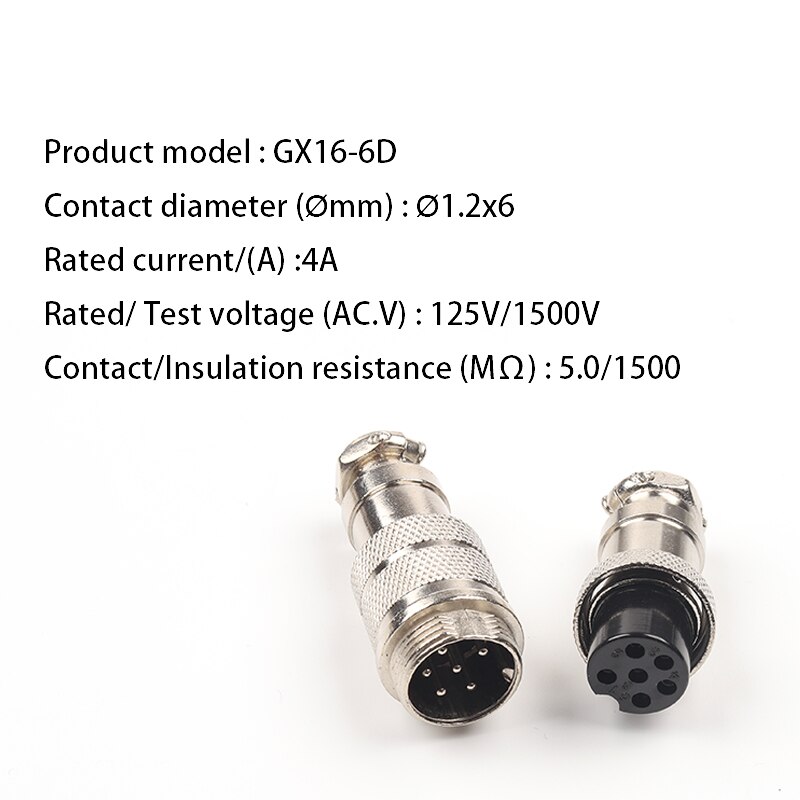 1 conjunto gx16 2/3/4/5/6/7/8/9 pinos docking macho & fêmea 16mm tomada de aviação circular conector do painel conector fio: GX16-6D