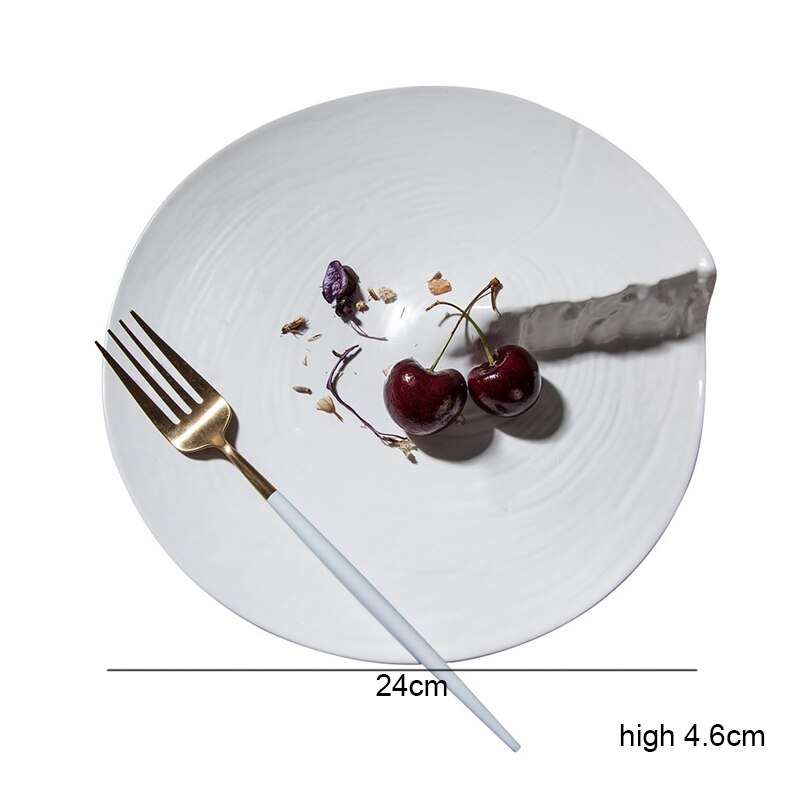 Ceramic Dinner Plate Vegetable Dish Sushi Pasta Steak Plate Restaurant Shaped Tableware Snack Dessert Tray Cooking Dish: 9.5 inch 1