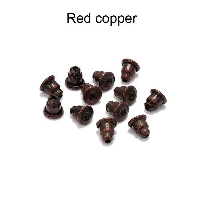 Size 5*6mm 50-200pcs/lot Gold Metal Caps Earring Studs Stopper Bullet Earring Back Plugging Blocked For Diy Jewelry Making: Red copper 200pcs