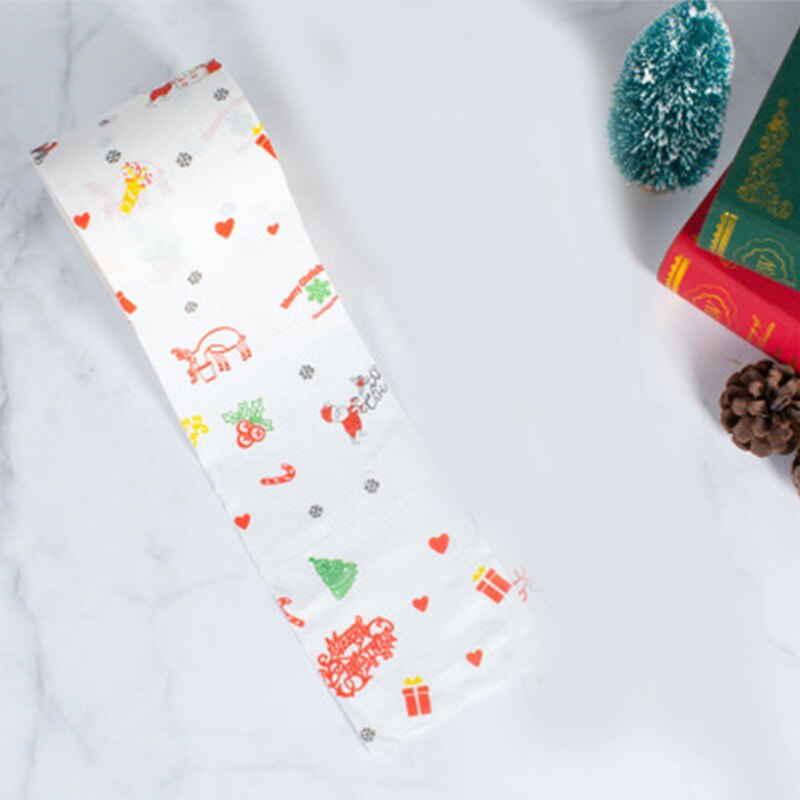 Papier toilette doux coloré motif arbre de père noël, 1 rouleau de papier hygiénique, pour bain, fournitures de maison, décoration: E