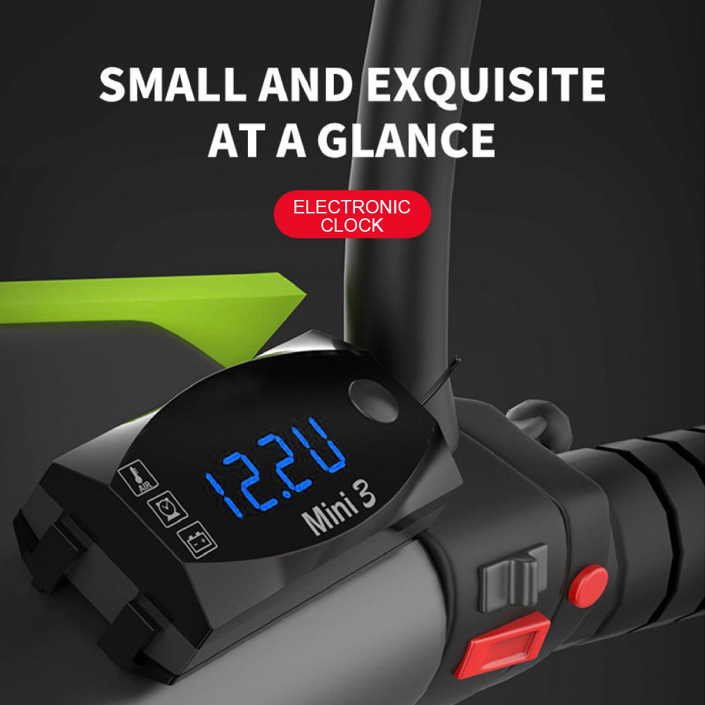 12V Moto Temperatur Uhr wasserdicht 3 in 1 Motorrad elektronische Uhr Thermometer Voltmeter Digital anzeige Universal- uhr