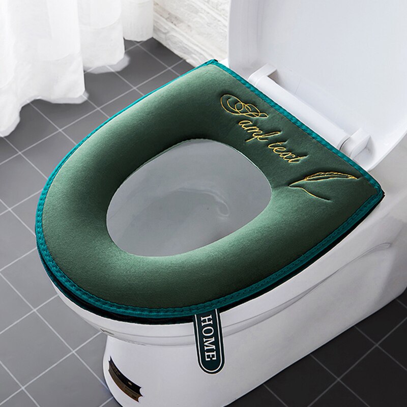Housse de siège de toilette universelle, tapis de toilette doux et , pour salle de bain, lavable, fermeture à glissière amovible avec poignée rabattable, imperméable pour la maison