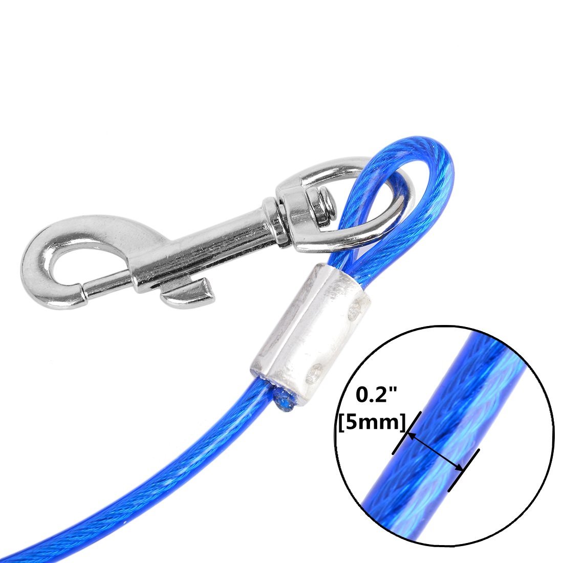 Correas de perro Cable de alambre de acero con doble cabeza ganchos de Metal 3M 5M 10M de largo PL008