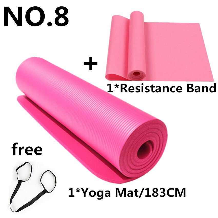 10 millimetri NBR Zerbino Con La Fascia di Resistenza di Forma Fisica di Yoga Pilates Zerbino 183X61cm Non-slip Pad di Spessore Per Palestra All'aperto esercizio di Fitness: Pink 183cm