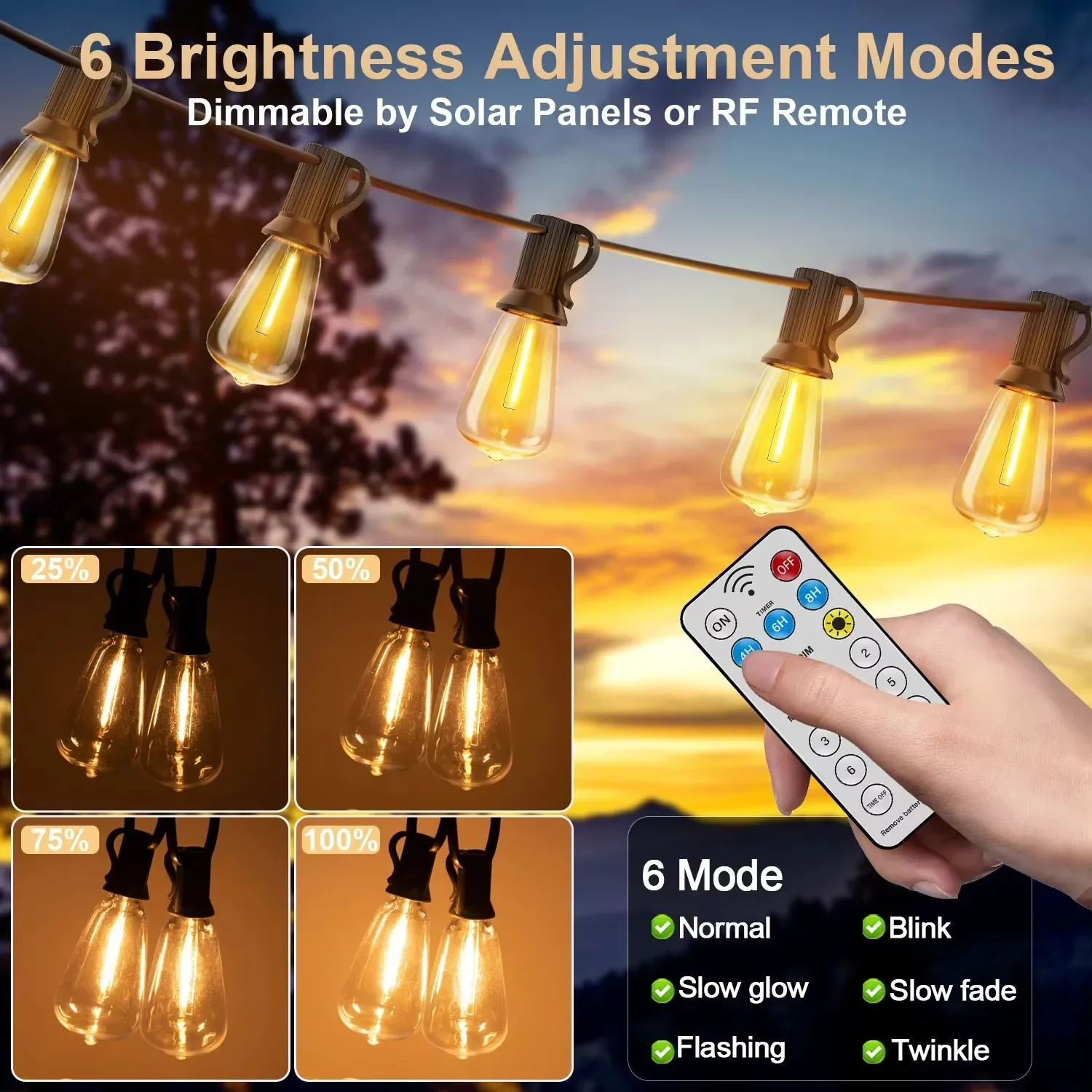 Waterdichte buitenverlichting op zonne-energie voor de tuin  st38 1200 led-verlichting op zonne-energie, slinger, onbreekbaar 25ft 32ft straatverlichting op zonne-energie