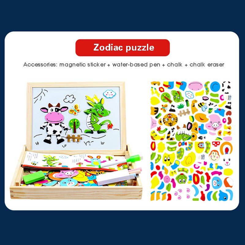 Kinderen Speelgoed Houten Magnetische Puzzel Educatief Speelgoed Kids Tafel Games Fidget Speelgoed Twee Stijlen En 8 Patronen Voor Uw keuze: Puzzle 1