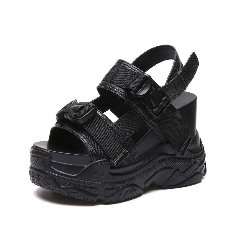 Neue Sommer Plattform Sandalen Frauen 11,5 CM Keile Dicken Boden lässig Schuhe Komfortable Weiß Schnalle Sandalen Turnschuhe