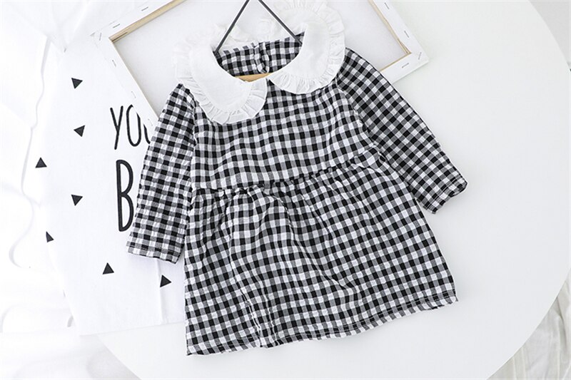 Hylkidhuose Lente Baby Meisjes Kleding Sets Jassen Kant Plaid Jurk Kostuum Peuter Infant Kinderen Casual Kleding