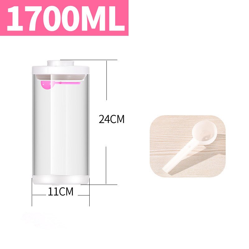 Gennemsigtig presse stil lufttæt mad glas opbevaringsboks korn nødder tank krydderi krukker slik boks køkken sortering mad opbevaring dåser: 1700ml
