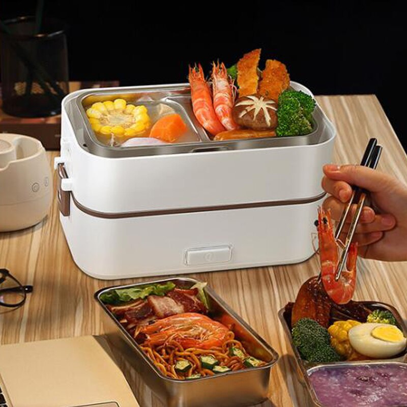 Fiambrera de doble capa, contenedor de alimentos, calefacción eléctrica portátil, aislamiento, contenedor de almacenamiento de alimentos, fiambrera Bento