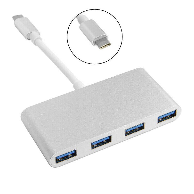 Thunderbolt usb 3.1 type-c naar usb 3.0 4- poorts hubadapter usb-c aluminium