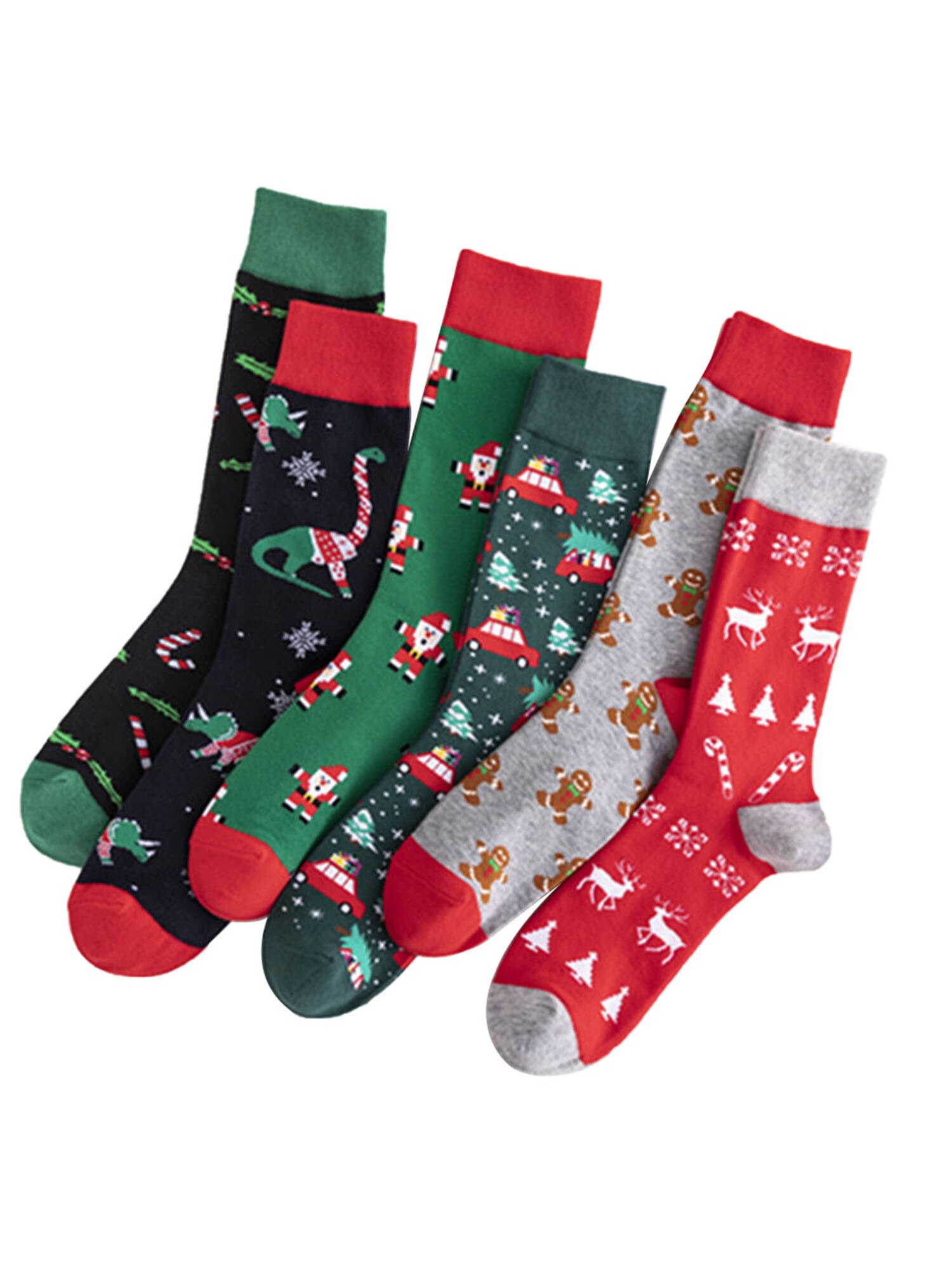 Hommes chaussettes de noël dessin animé imprimé dinosaure cerf côtelé fermeture nouveauté vêtements accessoires