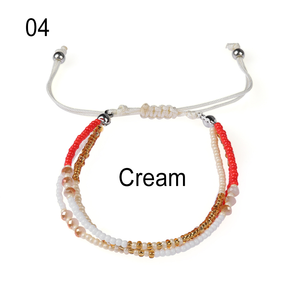 Multi-capa bohemio tejido a mano colorido tejido redondo con cuentas pulsera Retro arroz ajustable cuerda Ethnic Bracele