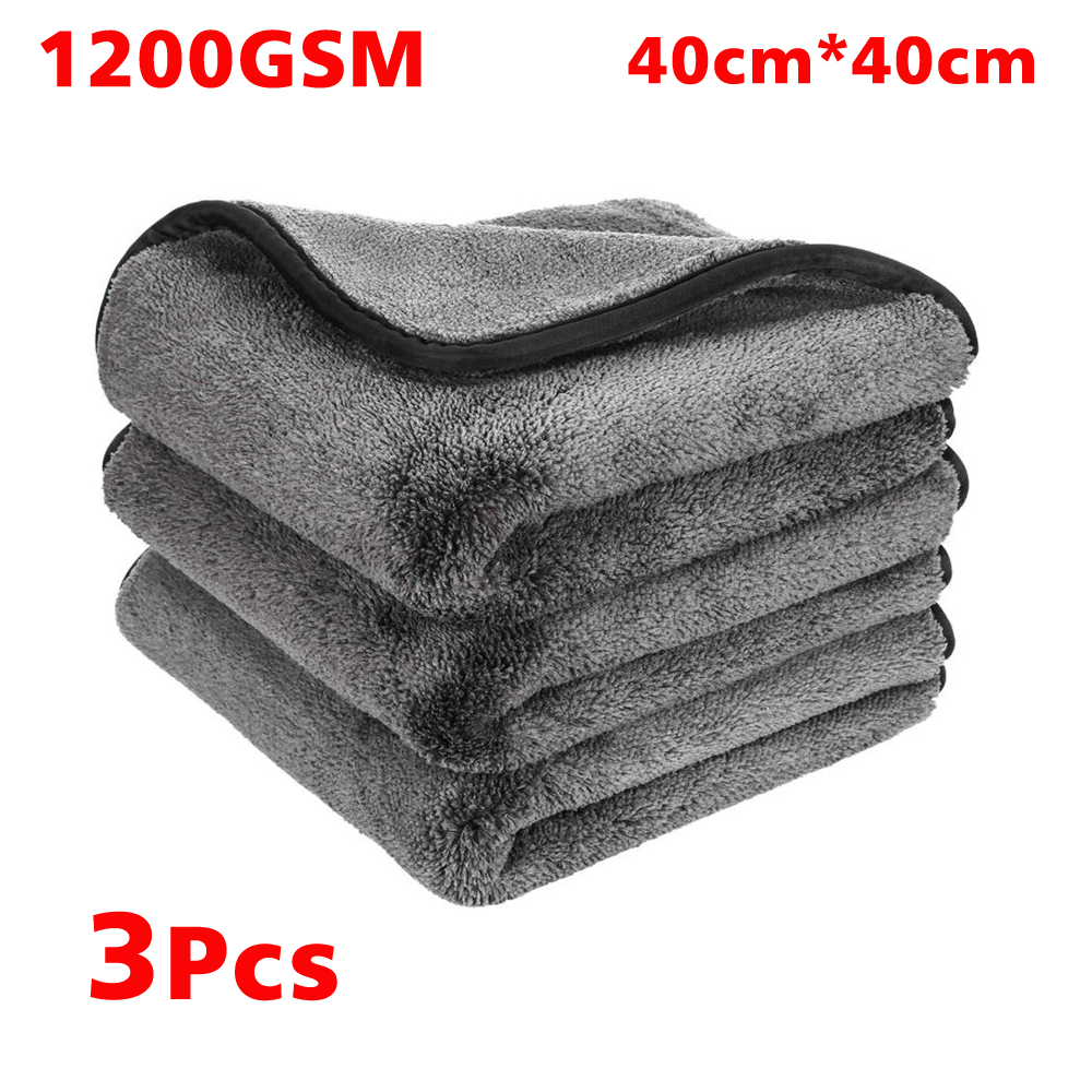 1200GSM Car Wash Drying Towel Accessory Microfiber Cleaning Tools Care Auto Detailing Products Kit Interior For Supplies Cloth: 1200GSM-Grey-3pcs