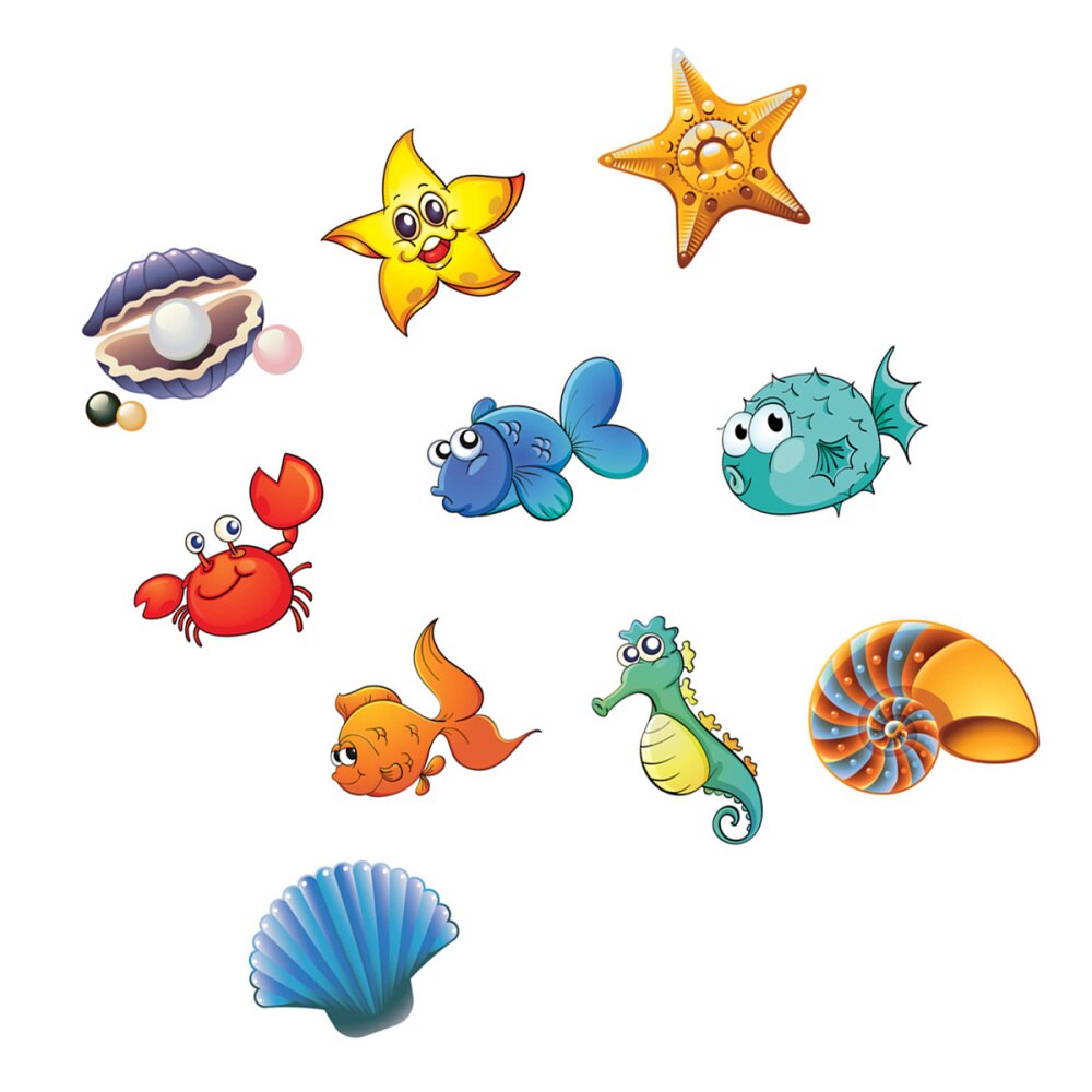 Cartoon Anti-Slip Self-adhesive Sticker Decals for Bathroom Bath Tub Shower Surfaces (Sea World Style)