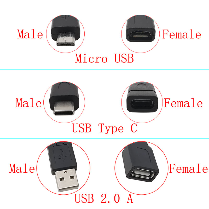 USB-voedingskabel Micro USB / USB 2.0 Type A / Type C 2/4 Pin Stekker Vrouwelijke Jack Draadconnector Data-oplaadsnoeren 30CM