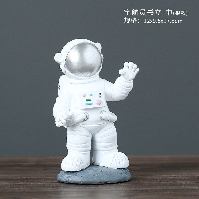 Astronaut Pen Houder Boek Stand Decoratie Veranda Opslag Woonaccessoires Woonkamer Hars Ambachten: Astronaut (silver)