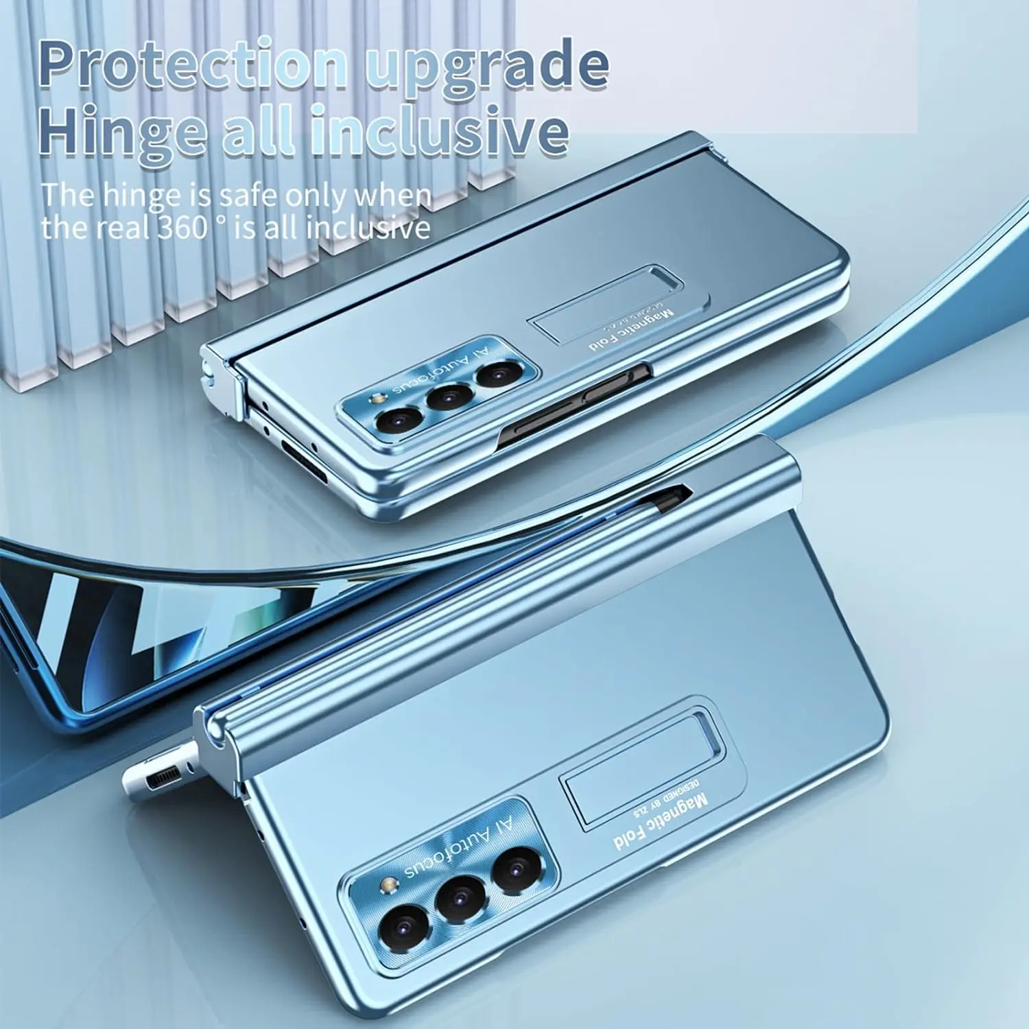 Luxe Pc Case Voor Samsung Galaxy Z Fold 5 3 4 Case Met S Pen En Pen Houder Scharnier Bescherming Ingebouwde Screen Protector Stand